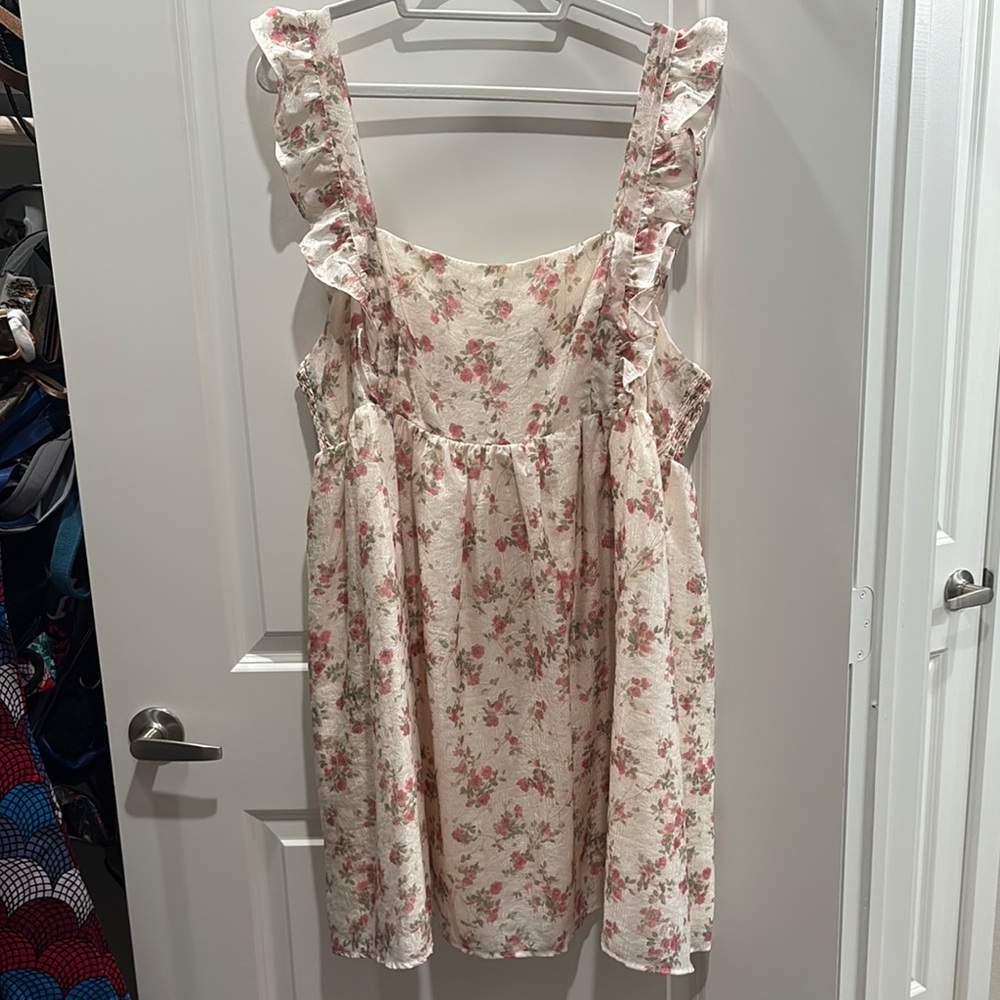 ARULA Pink Tan Sleeveless Square Neck Sundress